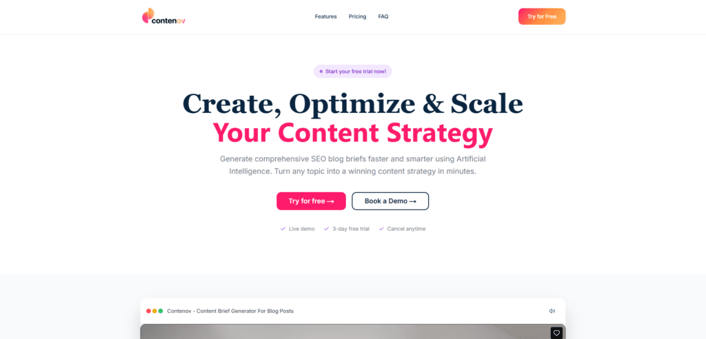 Contenov AI-Powered Content Planning Tool