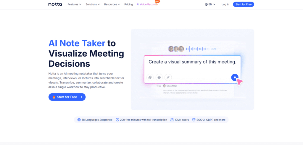 Notta AI Transcription and Meeting Assistant