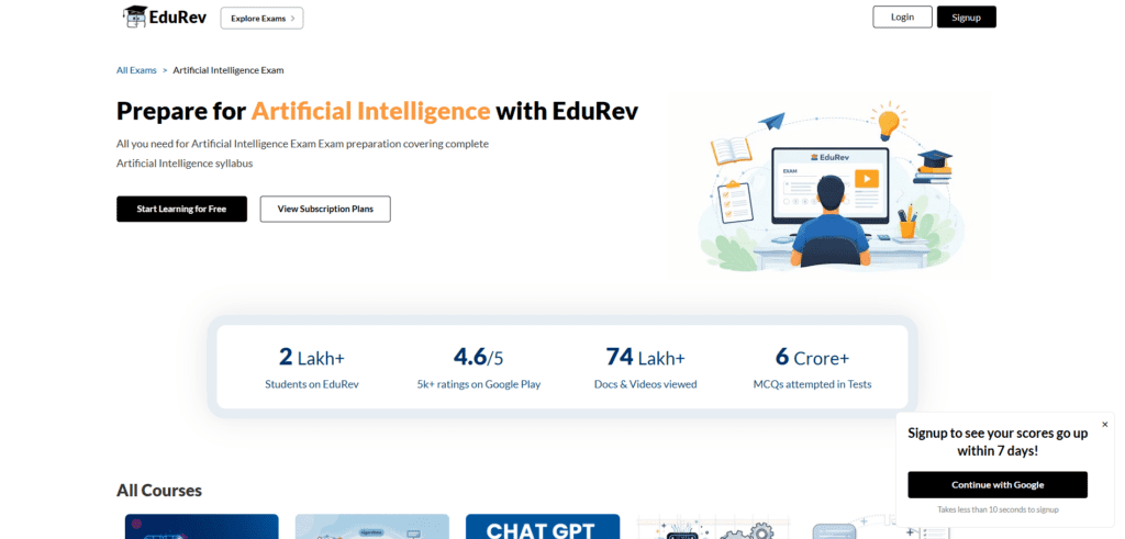 EduRev: Curriculum-Aligned AI and Competitive Exam Prep