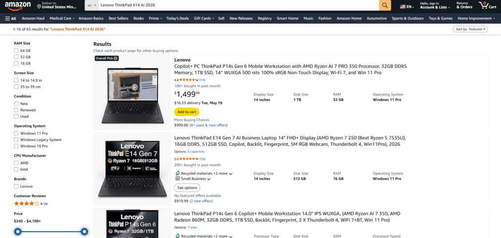 Lenovo ThinkPad X14 AI (2026)