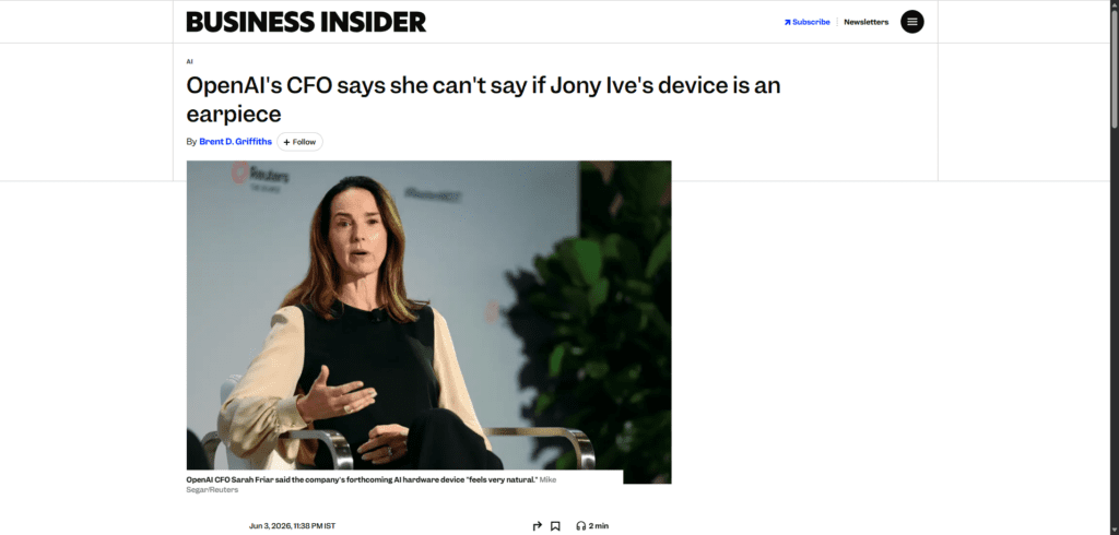 OpenAI's CFO Has Tried the Company's Secretive AI Device - Business Insider