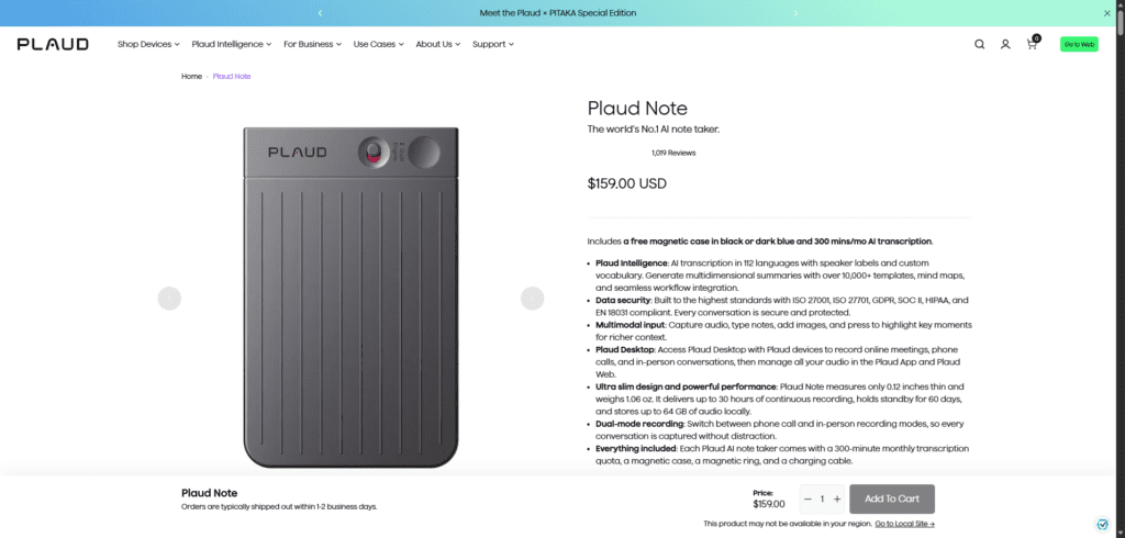 Plaud Note - The World's No.1 AI Voice Recorder