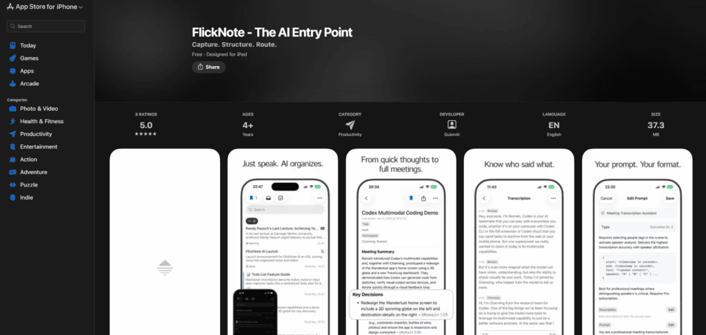 FlickNote – AI Voice Assistant