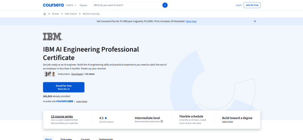 IBM AI Engineering Professional Certificate (Coursera)