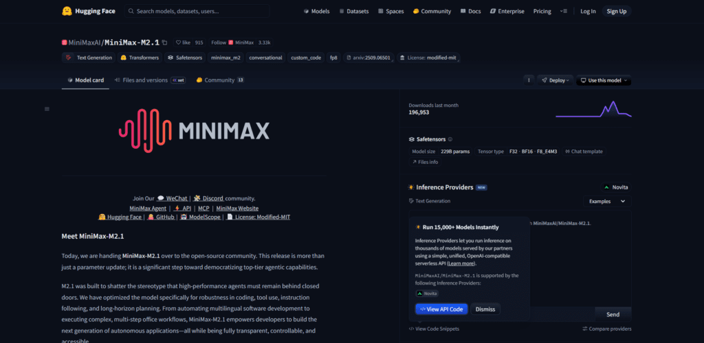 Must-Have Model of the Month: MiniMaxAI/MiniMax-M2.1