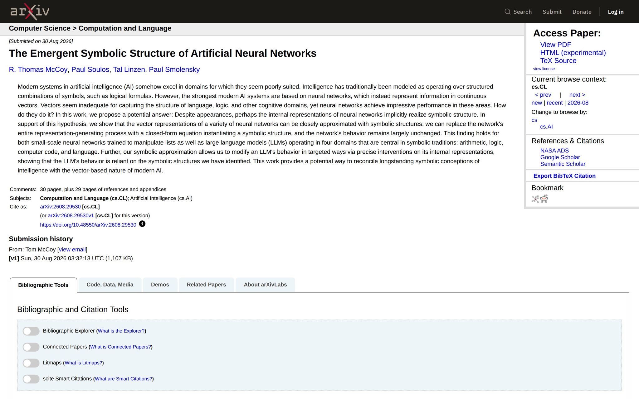 Emergent Symbolic Structure in artificial neural networks