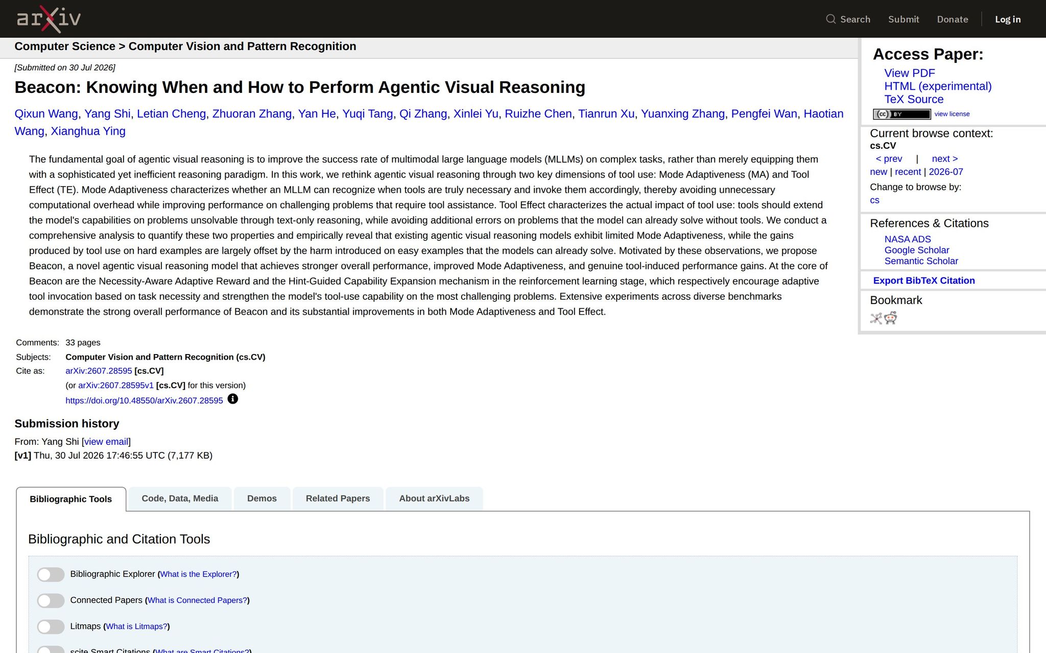 Beacon: Knowing When and How to Perform Agentic Visual Reasoning