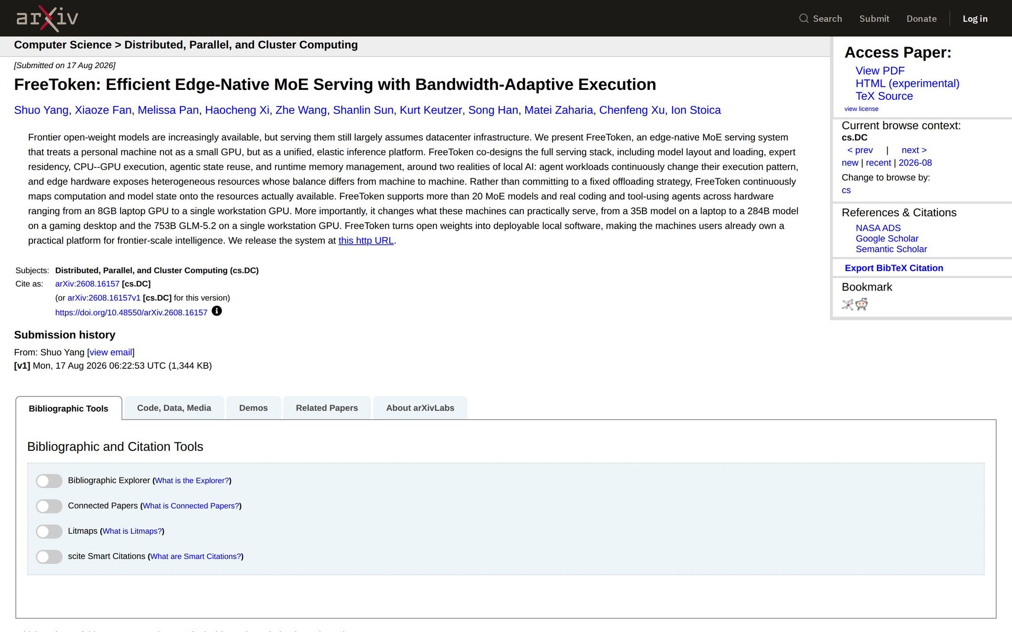FreeToken: Efficient Edge-Native MoE Serving with Bandwidth-Adaptive Execution