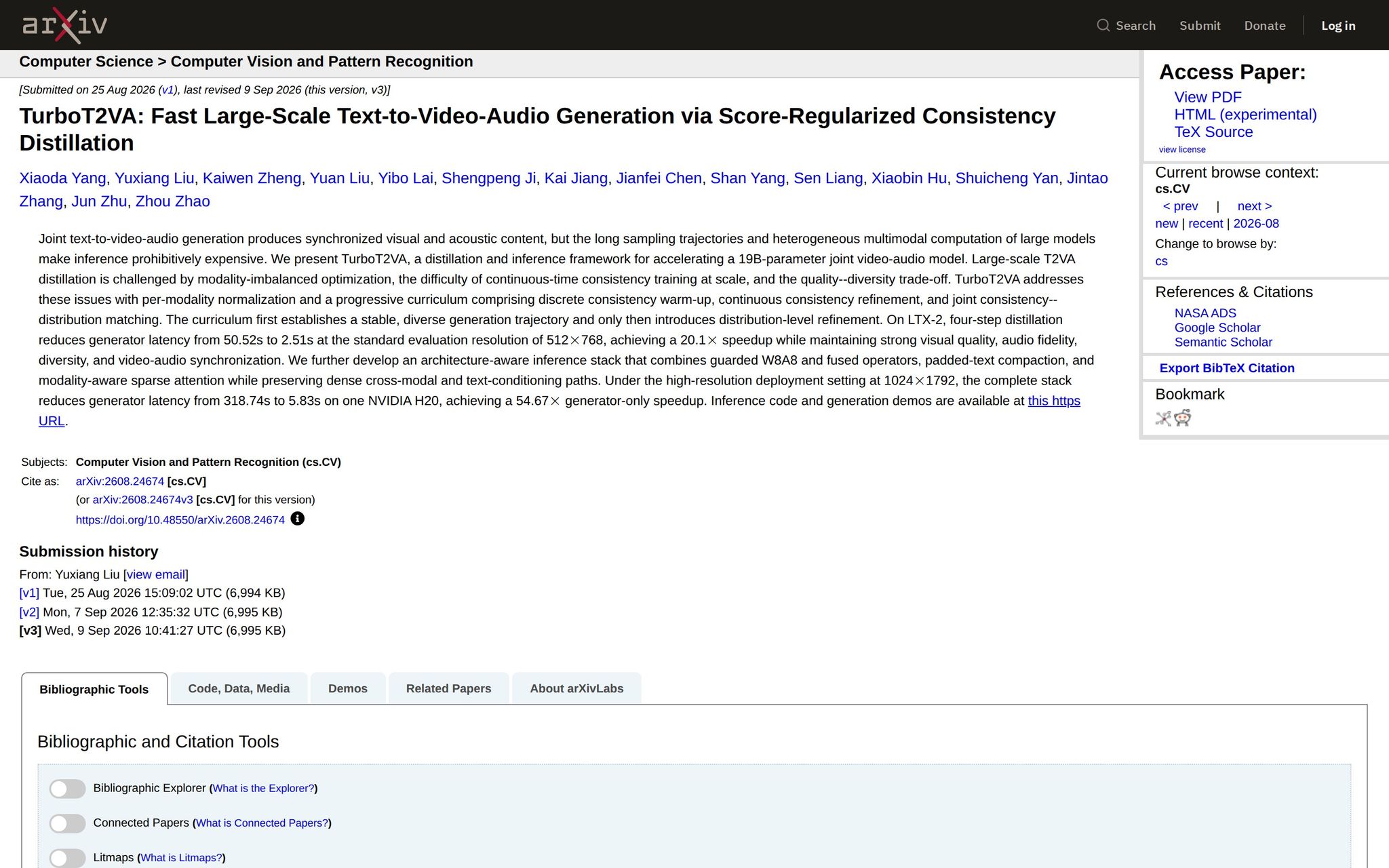 TurboT2VA: Fast Large-Scale Text-to-Video-Audio Generation via Score-Regularized Consistency Distillation